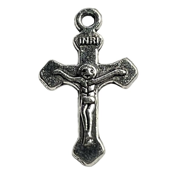Crucifix Jesus Pendant Silver Tone Charm Bracelet Necklace  Jewelry Craft Dangle - Picture 1 of 2